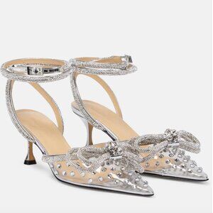 NEW Clear Rhinestone Pumps with Double Bow and Crystals Size 5
